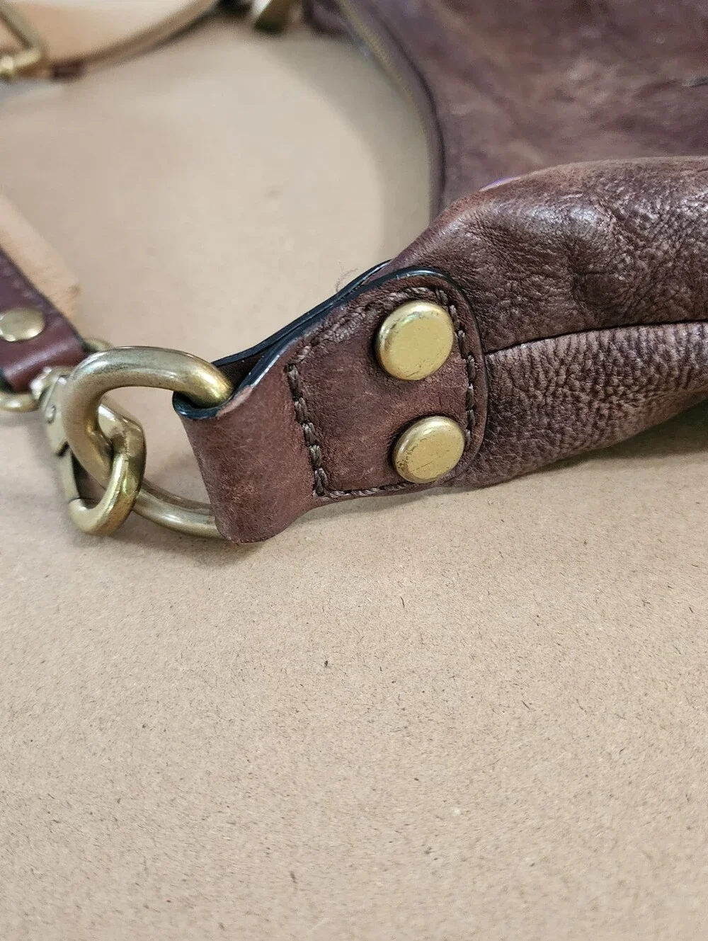 Fossil Brown Leather Messenger Crossbody Satchel Pebbled Multi Pocket Bag Y2K Lg